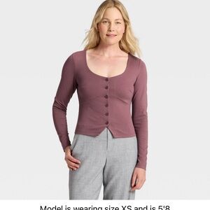 a new day Plum Ponte Long-sleeve Shirt